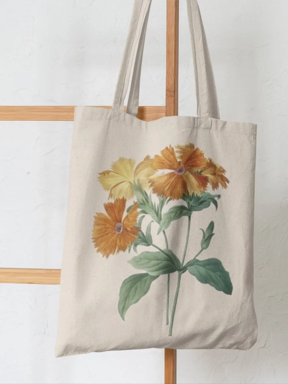 Maltese Cross Vintage Floral Print Graphic Canvas Tote Bag
